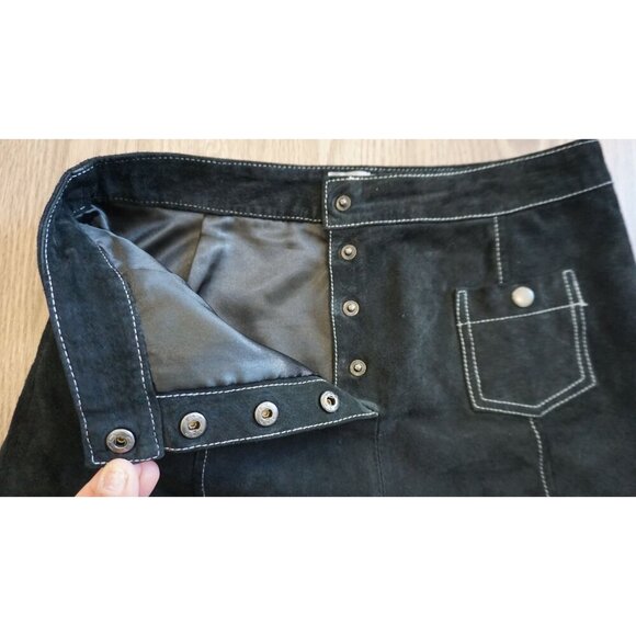 ASOS A-Line Suede Mini Skirt with Contrast Stitch and Button - Size 6 - Picture 3 of 12